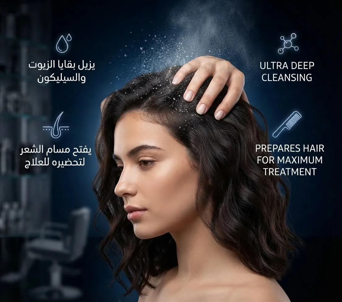 ازالة الدهون و فتح حراشف الشعر
