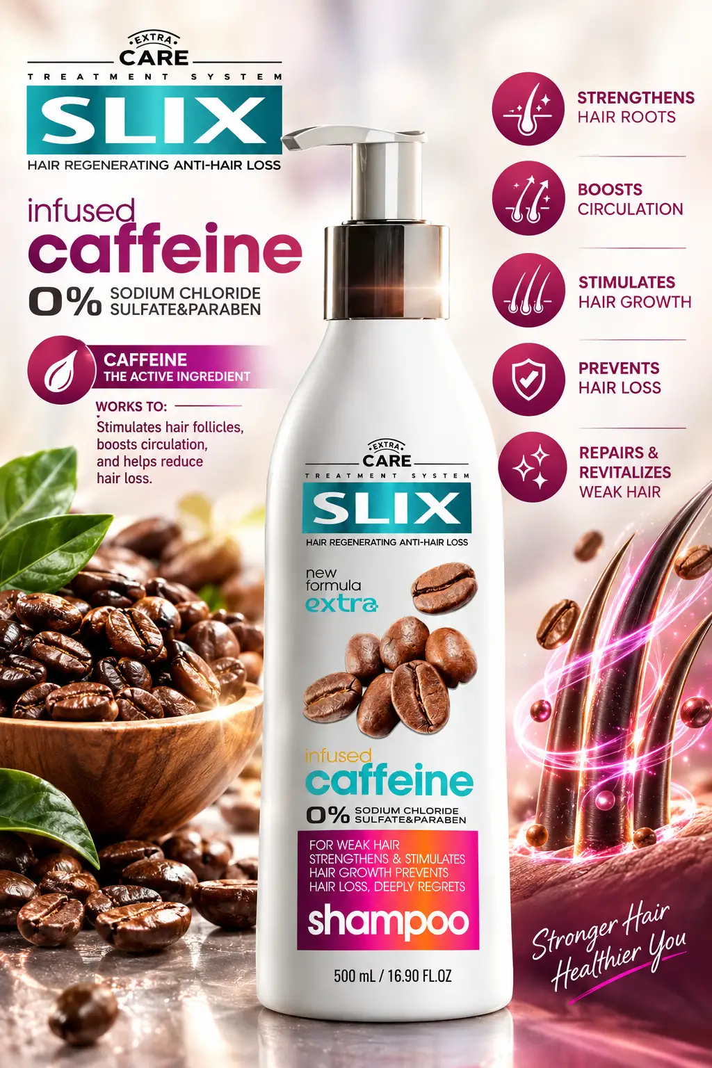 SLIX , Shampoo , Hair Regenerating Anti-Hair Loss 500 ml
